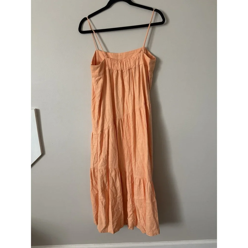 Women's Abercrombie & Fitch Spaghetti Strap Linen Blend Maxi Dress Fit&Flare SzM